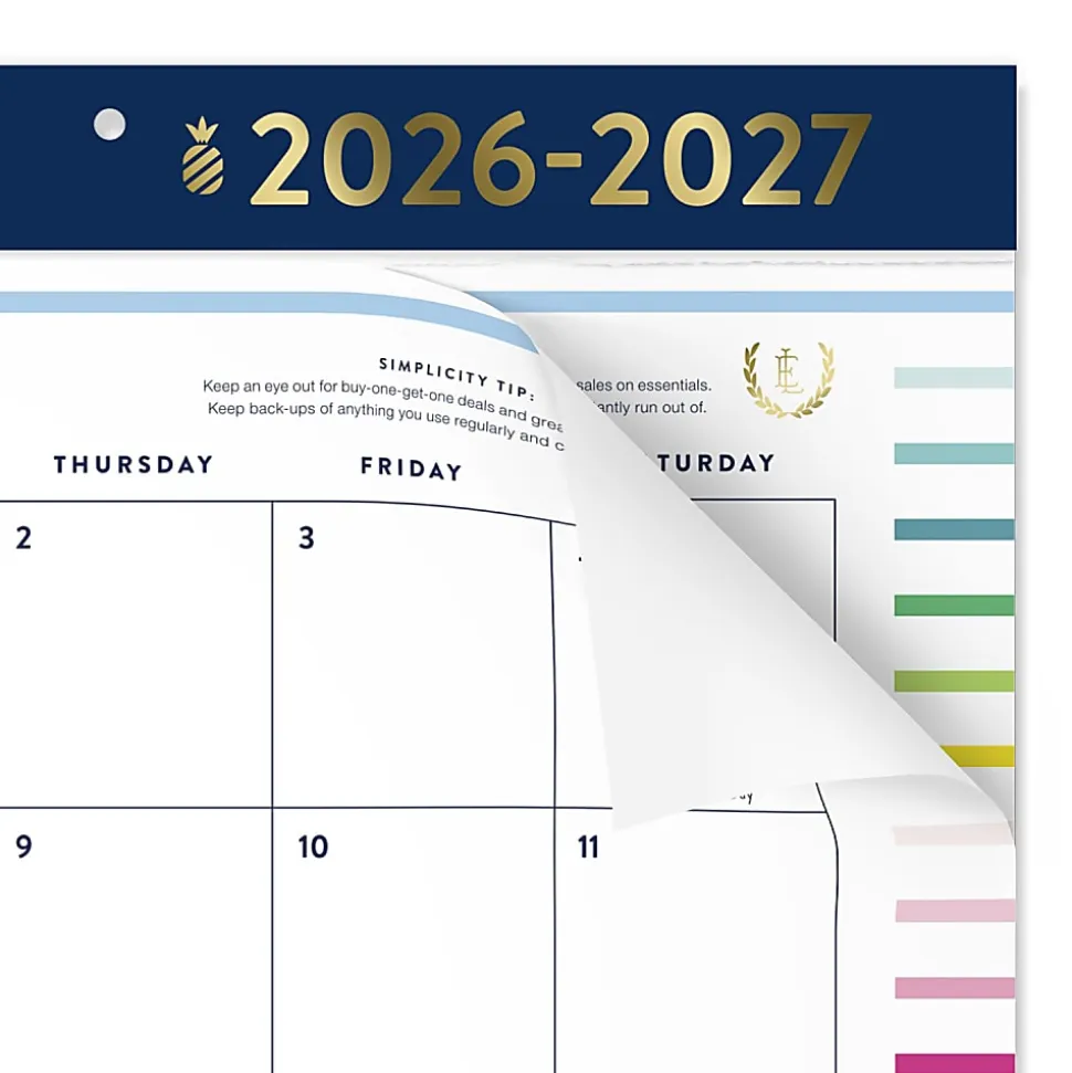 Simplified by Emily Ley for AT-A-GLANCE® Academic 2026-2027 Monthly Desk Pad Calendar, Happy Stripe, Standard, 17" x 21 3/4"