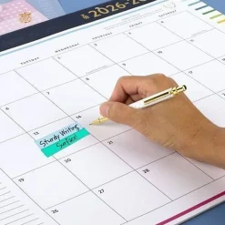 Simplified by Emily Ley for AT-A-GLANCE® Academic 2026-2027 Monthly Desk Pad Calendar, Happy Stripe, Standard, 17