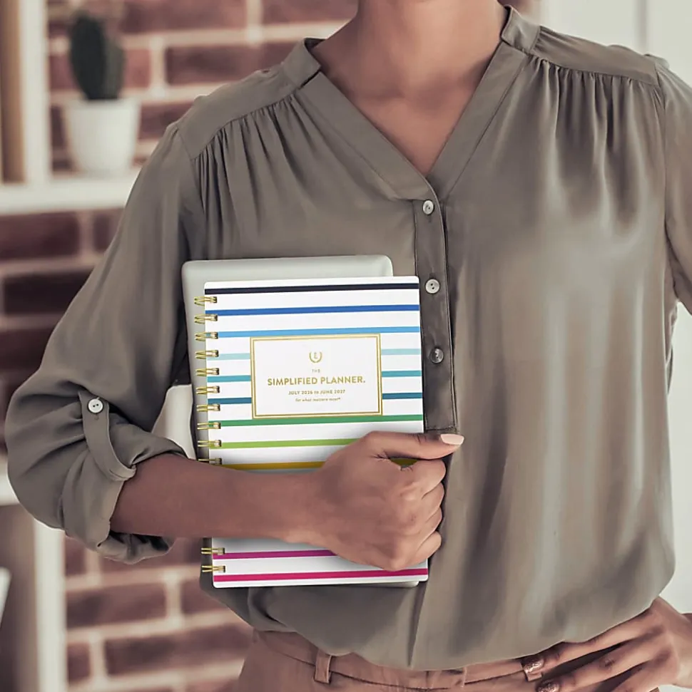 Simplified by Emily Ley for AT-A-GLANCE® Academic 2026-2027 Weekly Monthly Planner, Happy Stripe, Small, 5 1/2" x 8 1/2"