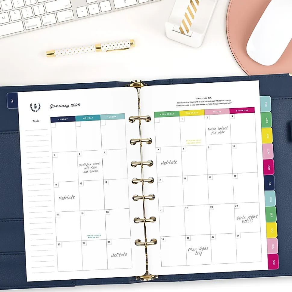 Simplified by Emily Ley for AT-A-GLANCE® 2026 Monthly Refill, Loose-Leaf, Desk Size, 5 1/2" x 8 1/2"