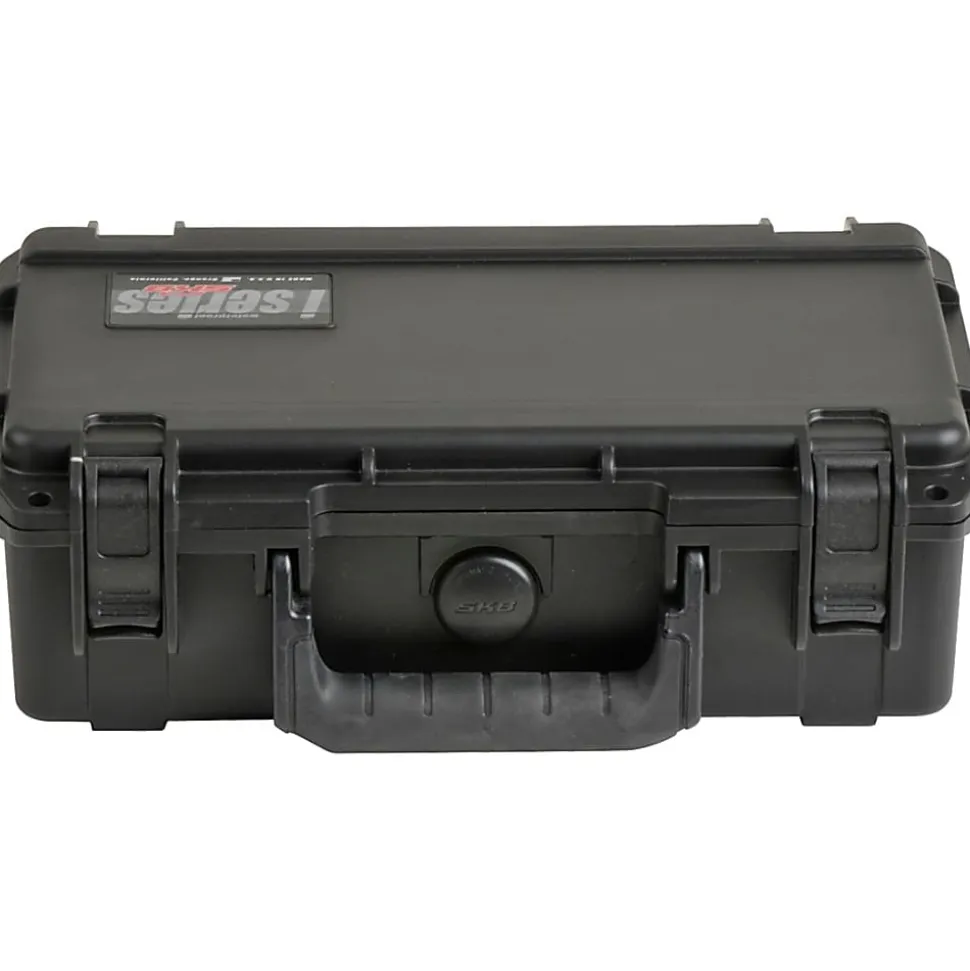 SKB Cases iSeries Injection-Molded Mil-Standard Waterproof Case With Cubed Foam And Cushion Grip Handle, 10-3/4"H x 6-1/8"W x 3-1/4"D, Black