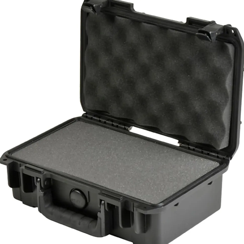 SKB Cases iSeries Injection-Molded Mil-Standard Waterproof Case With Cubed Foam And Cushion Grip Handle, 10-3/4"H x 6-1/8"W x 3-1/4"D, Black