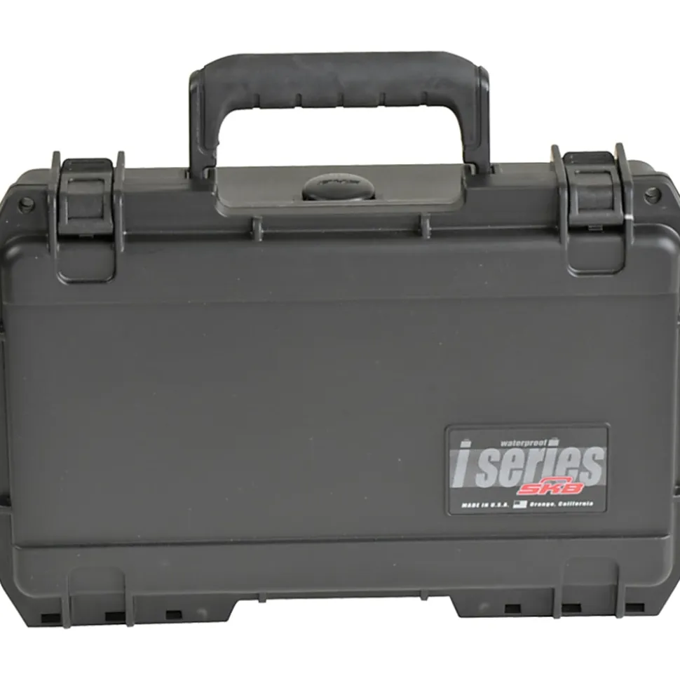 SKB Cases iSeries Injection-Molded Mil-Standard Waterproof Case With Cubed Foam And Cushion Grip Handle, 10-3/4"H x 6-1/8"W x 3-1/4"D, Black