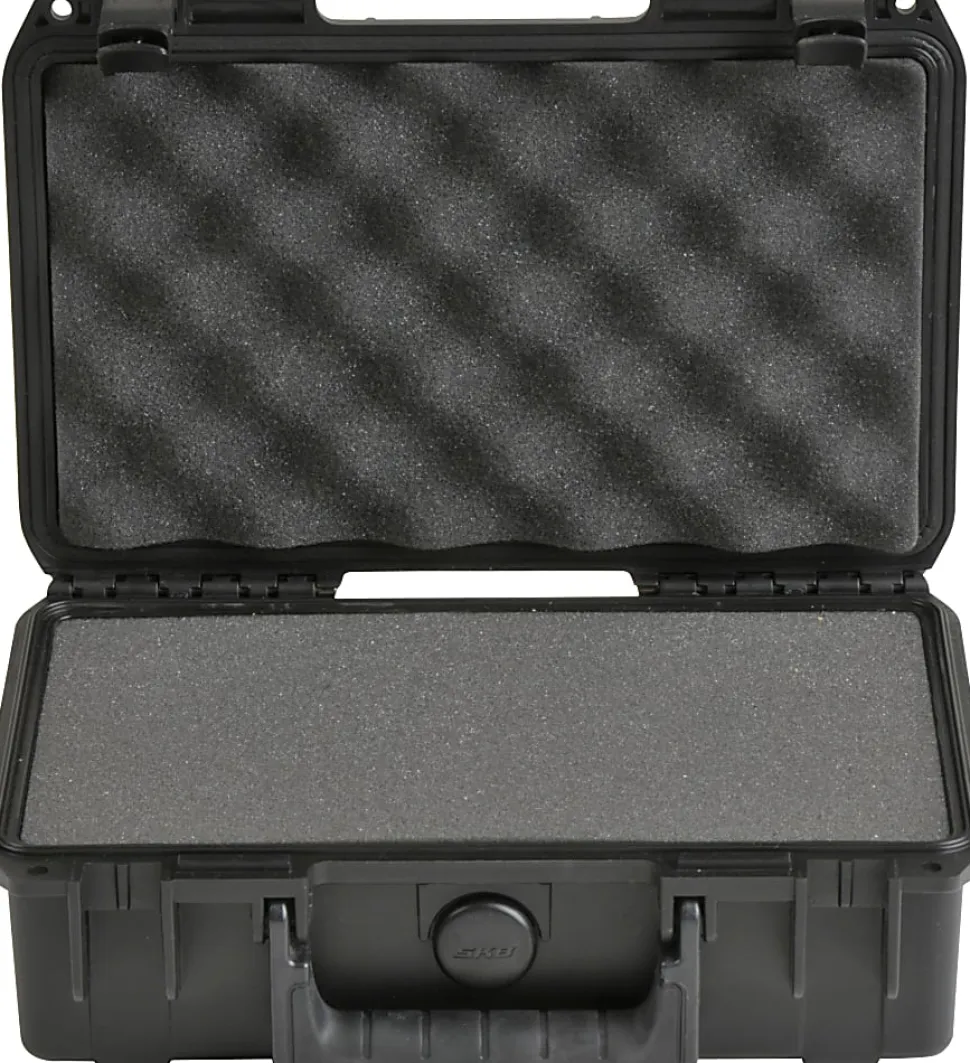 SKB Cases iSeries Injection-Molded Mil-Standard Waterproof Case With Cubed Foam And Cushion Grip Handle, 10-3/4"H x 6-1/8"W x 3-1/4"D, Black