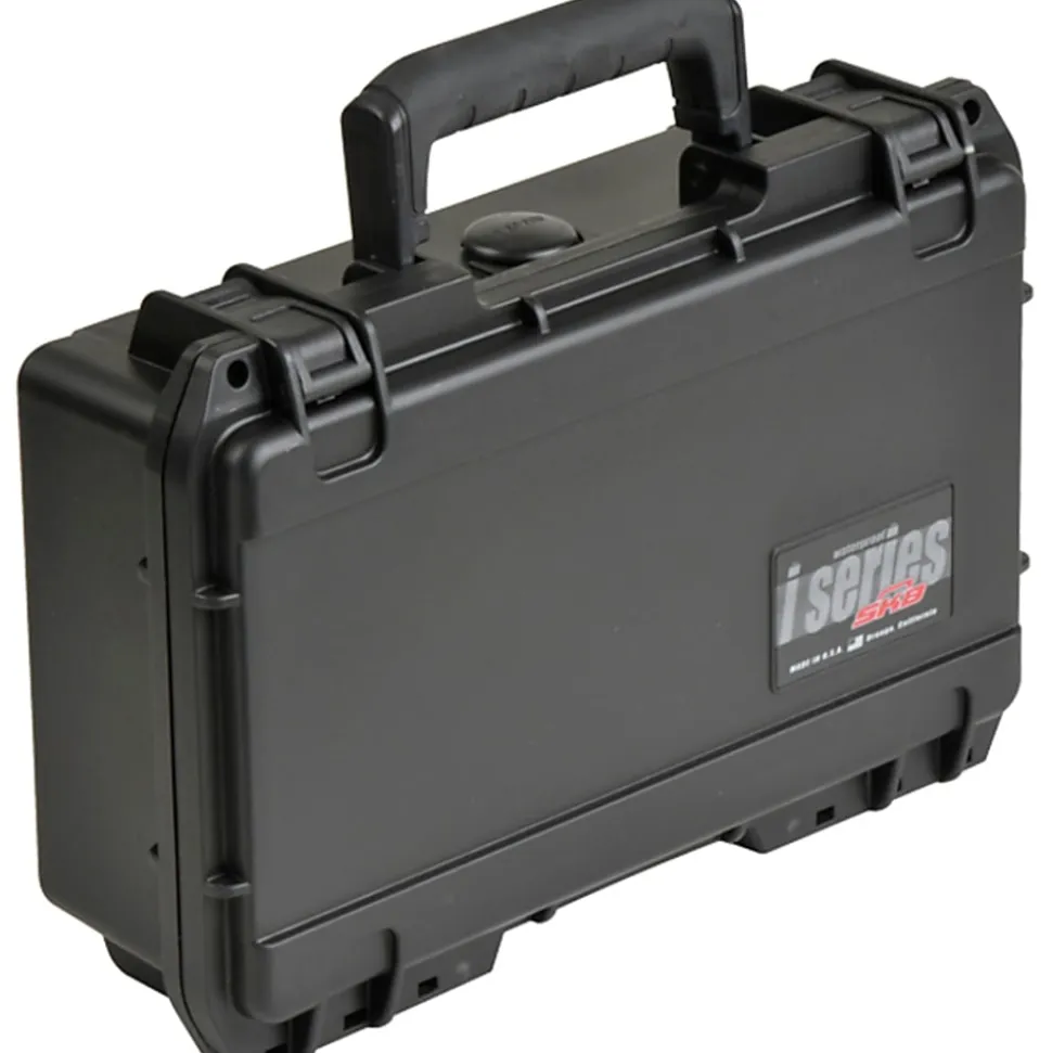 SKB Cases iSeries Injection-Molded Mil-Standard Waterproof Case With Cubed Foam And Cushion Grip Handle, 10-3/4"H x 6-1/8"W x 3-1/4"D, Black