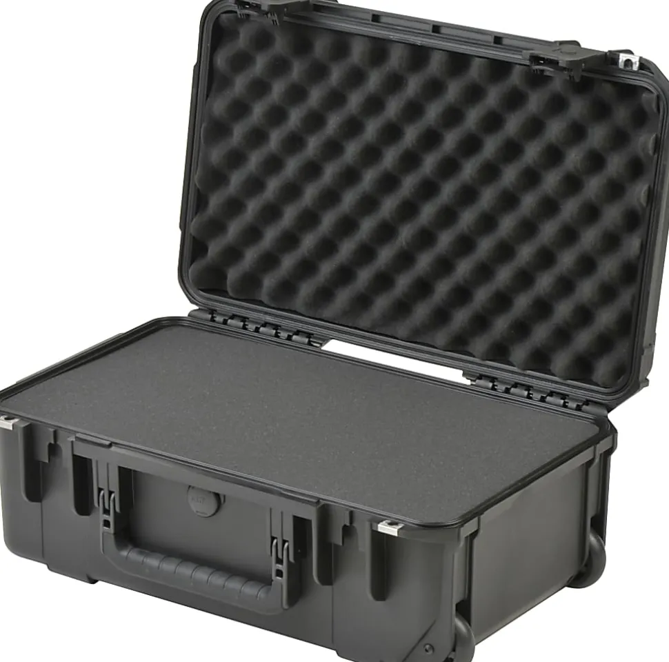 SKB Cases iSeries Injection-Molded Mil-Standard Waterproof Case With Foam And Built-In Pull Handle And Wheels, 20-3/8"H x 11-1/2"W x 7"D, Black