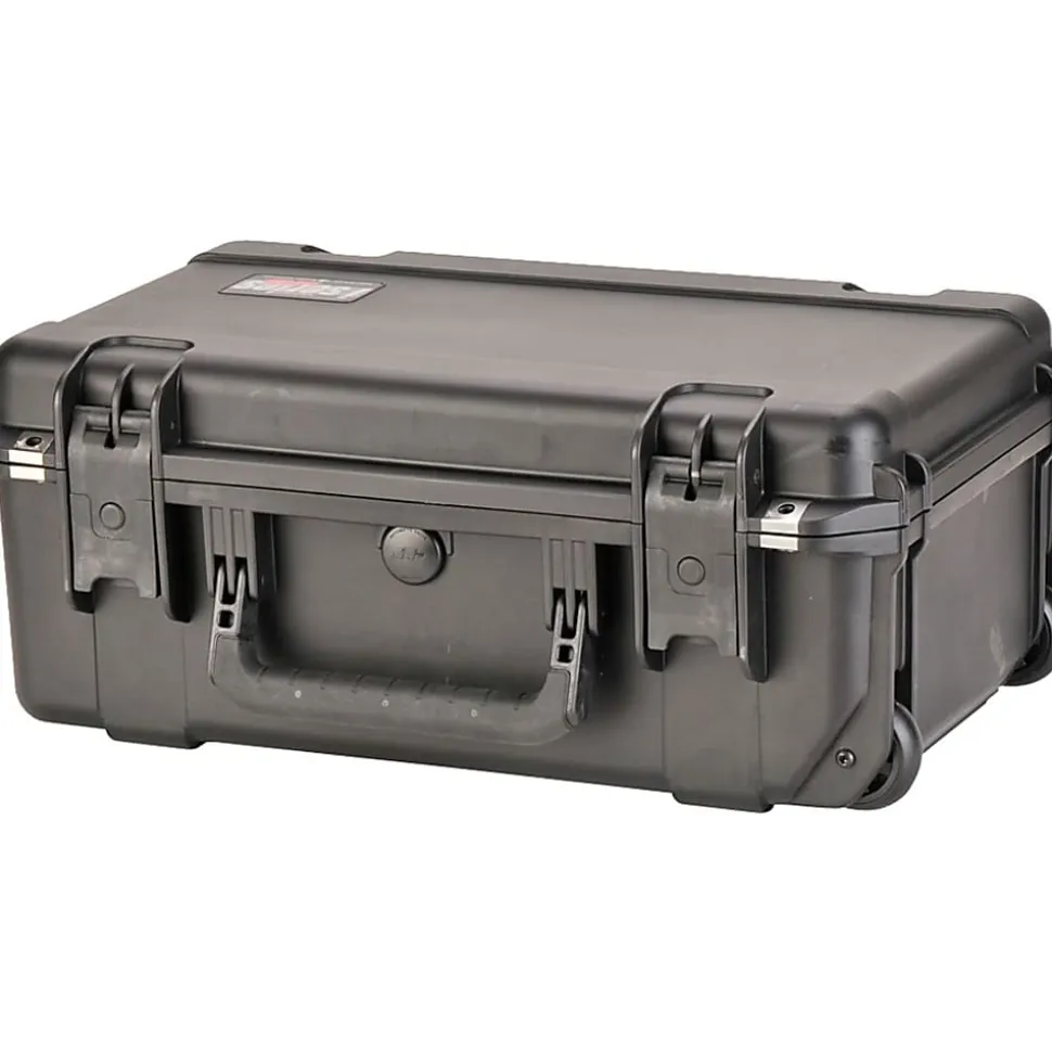 SKB Cases iSeries Injection-Molded Mil-Standard Waterproof Case With Foam And Built-In Pull Handle And Wheels, 20-3/8"H x 11-1/2"W x 7"D, Black