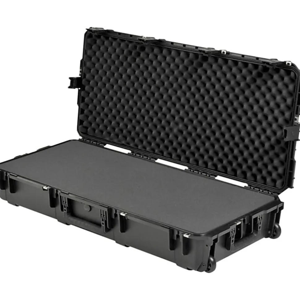 SKB Cases iSeries Protective Case With Layered Foam Interior, Cushion-Grip Handle And In-Line Skate Wheels, 42-1/2"H x 17"W x 7-1/2"D, Black