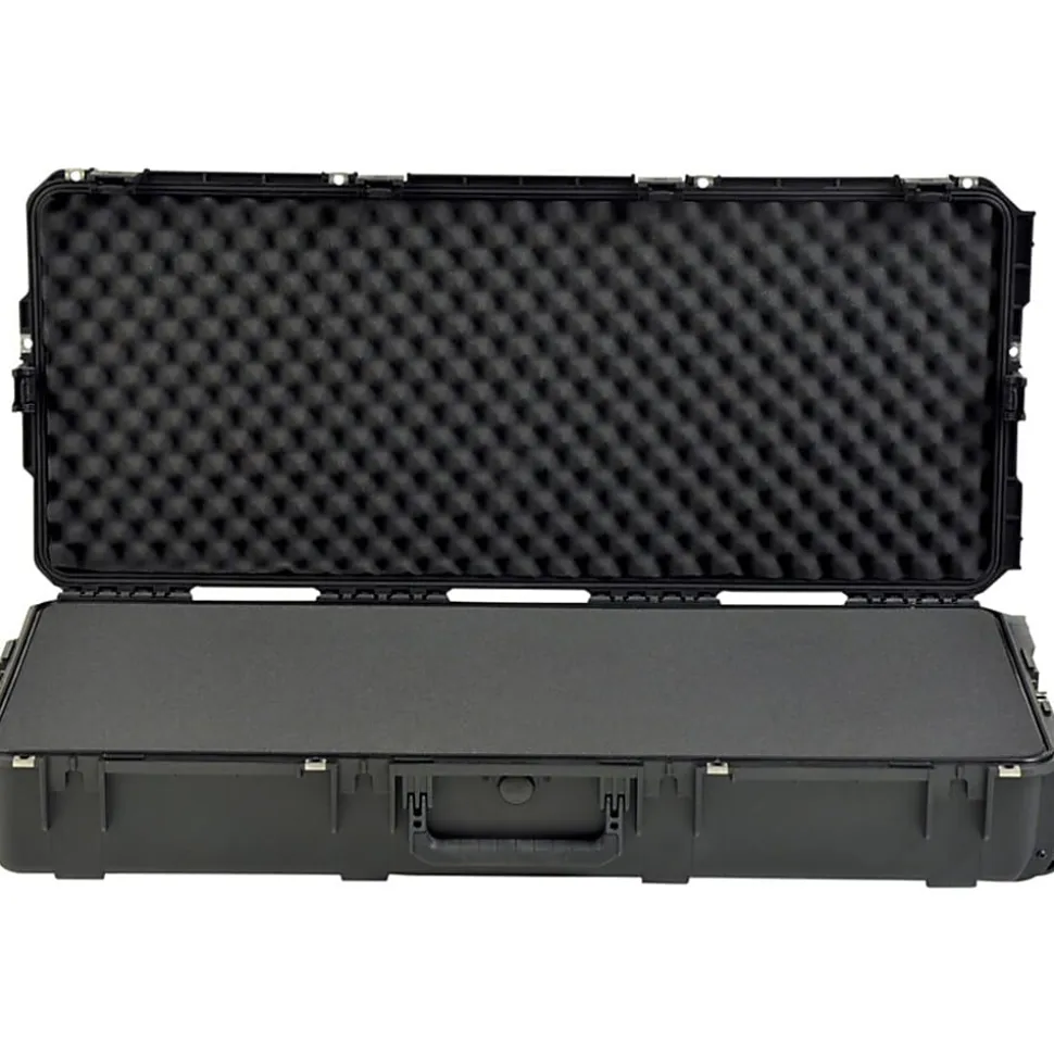 SKB Cases iSeries Protective Case With Layered Foam Interior, Cushion-Grip Handle And In-Line Skate Wheels, 42-1/2"H x 17"W x 7-1/2"D, Black
