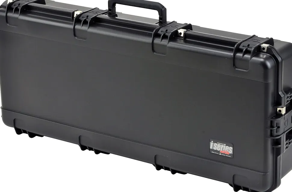SKB Cases iSeries Protective Case With Layered Foam Interior, Cushion-Grip Handle And In-Line Skate Wheels, 42-1/2"H x 17"W x 7-1/2"D, Black