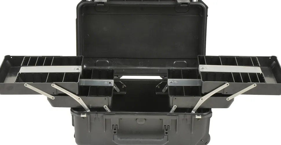 SKB Cases iSeries Protective Case Tech Box With Dual Trays, 20-1/2" x 11-1/2" x 7-1/2", Black