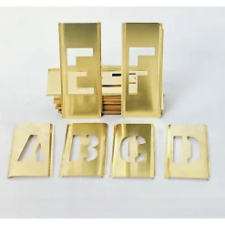 SKILCRAFT® Brass Stencil Set - 5" - Gothic - Character, Letter, Number, Symbol - Yellow