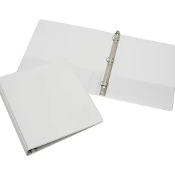 SKILCRAFT® Clear Overlay 3-Ring Binder, 1" Round Rings, White (AbilityOne 7510-01-203-4708)