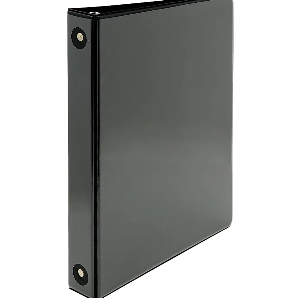 SKILCRAFT® Clear Overlay Ring 3-Ring Binder, 1" Round Rings, 66% Recycled, Black (AbilityOne 7510-01-510-4865)