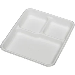SKILCRAFT® 3-Compartment Disposable Plates, 8" x 10", 100% Recycled, White, Carton Of 500 (AbilityOne 7350-00-926-9233)