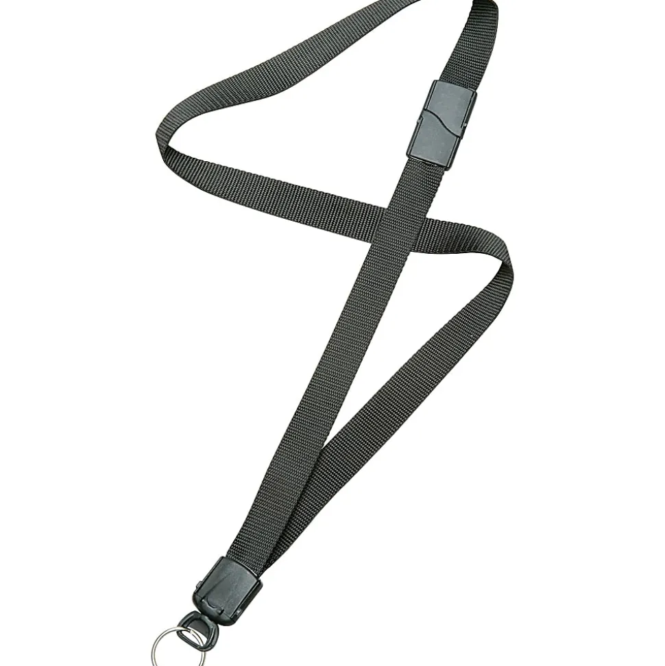 SKILCRAFT® Deluxe Lanyard With Key Ring, 36", Black, Pack Of 12 (AbilityOne 8455-01-613-0196)