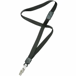 SKILCRAFTĀ® Deluxe Lanyard With Bulldog Clip, 36", Black, Pack Of 12 (AbilityOne 8455-01-613-0200)
