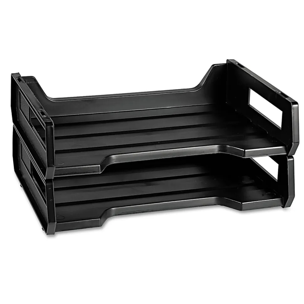 SKILCRAFT Desk Trays, Letter-Size, Black, Pack Of 2 (AbilityOne 7520-01-094-4307)