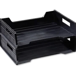 SKILCRAFT Desk Trays, Letter-Size, Black, Pack Of 2 (AbilityOne 7520-01-094-4307)