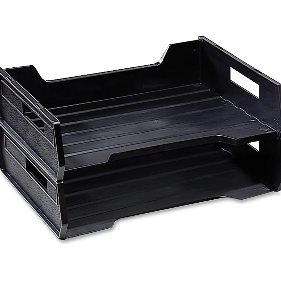 SKILCRAFT Desk Trays, Letter-Size, Black, Pack Of 2 (AbilityOne 7520-01-094-4307)