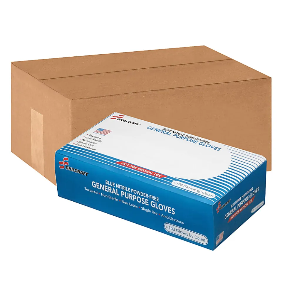 SKILCRAFT® Disposable Nitrile General Purpose Gloves, X-Large, Blue, Box Of 100