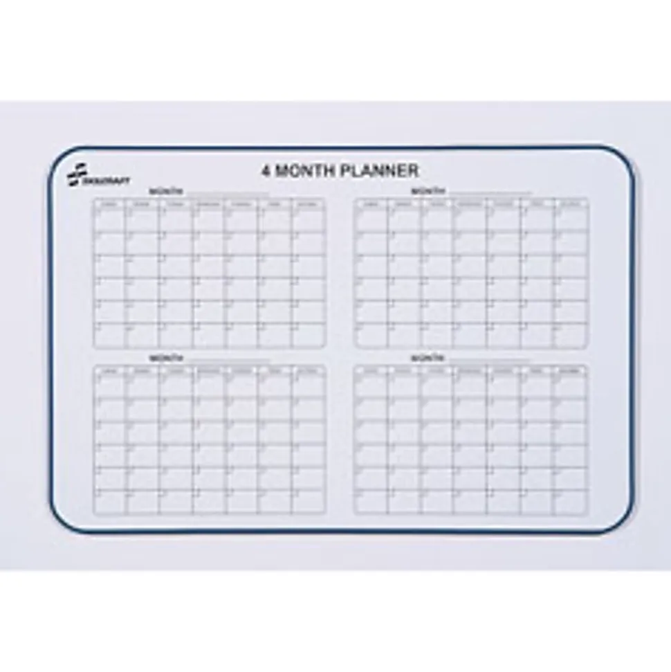 SKILCRAFT® Dry-Erase 4 Month Planner Whiteboard, 24" x 36", Aluminum Frame With Silver Finish (AbilityOne 7110 01 555 0295)