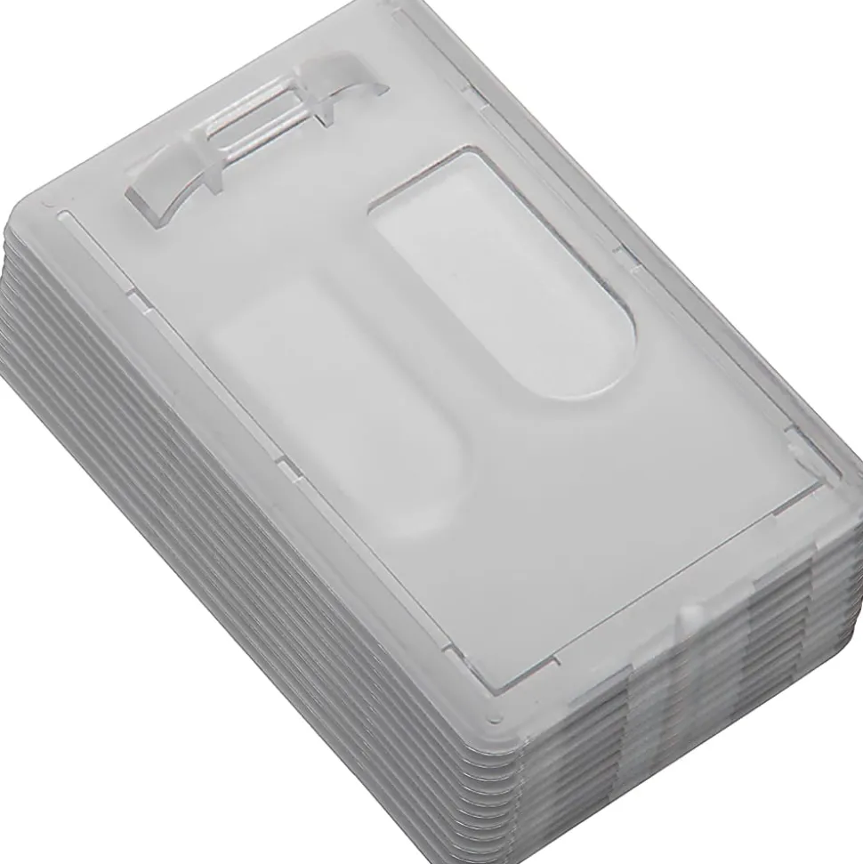 SKILCRAFT® Dual-ID Card Holders, 2-1/4" x 3-7/16", White, Pack Of 12 Holders