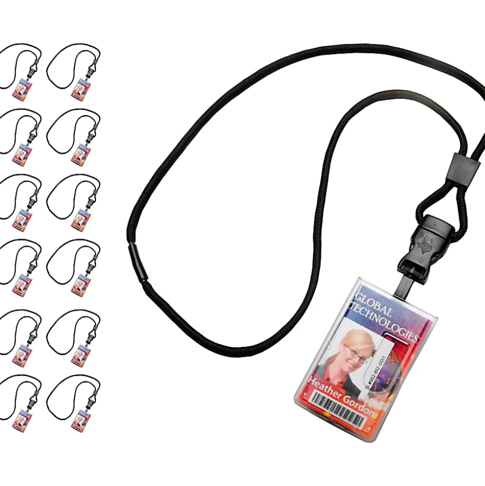SKILCRAFT® Dual ID Card Holders, 2-1/4" x 3-7/16", Vertical, White, Pack Of 12 Holders
