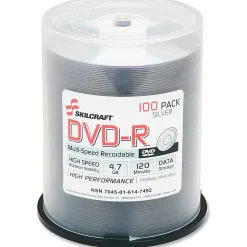 SKILCRAFT® DVD-R Discs, Pack Of 100 (AbilityOne 7045-01-614-7492)