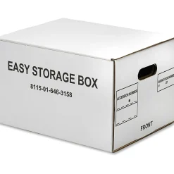 SKILCRAFT® Easy Storage Boxes With Lift-Off Lids, Letter/Legal Size, 12" x 12" x 9 1/2", White, Case Of 12 (AbilityOne 8115 01 646 3158)
