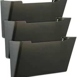 SKILCRAFT® Hanging Wall Files, 13 1/4" x 4" x 14 7/8", Smoke, Pack Of 3