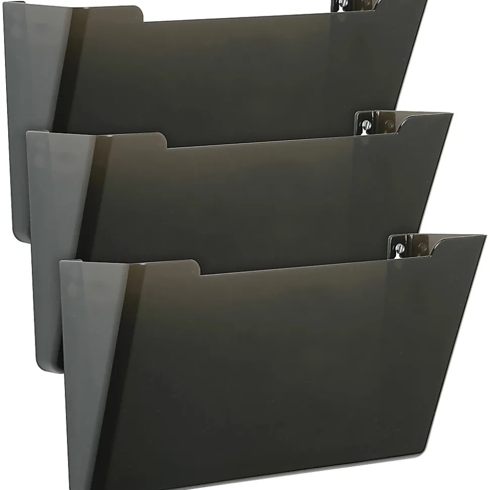 SKILCRAFT® Hanging Wall Files, 13 1/4" x 4" x 14 7/8", Smoke, Pack Of 3