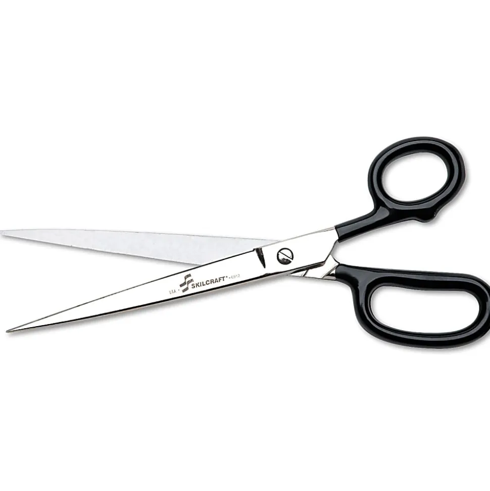 SKILCRAFT® Heavy-Duty Paper Shears, 9", Pointed, Black (AbilityOne 5110-00-161-6912)