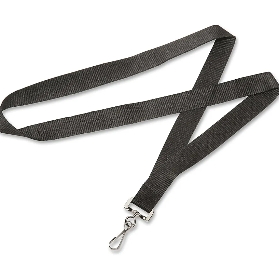 SKILCRAFT® Lanyard With J-Hook, 36", Black, Pack Of 12 (AbilityOne 8455-01-645-2729)