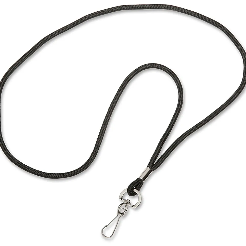 SKILCRAFT® Lanyard With J-Hook, 36", Black, Pack Of 12 (AbilityOne 8455-01-645-2730)