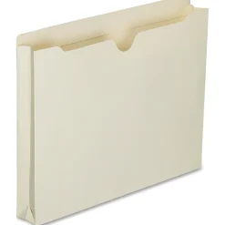 SKILCRAFT® Manila Double-Ply Tab Expanding File Jackets, 1 1/2" Expansion, Letter Size Paper, 8 1/2" x 11", 30% Recycled, Box Of 50