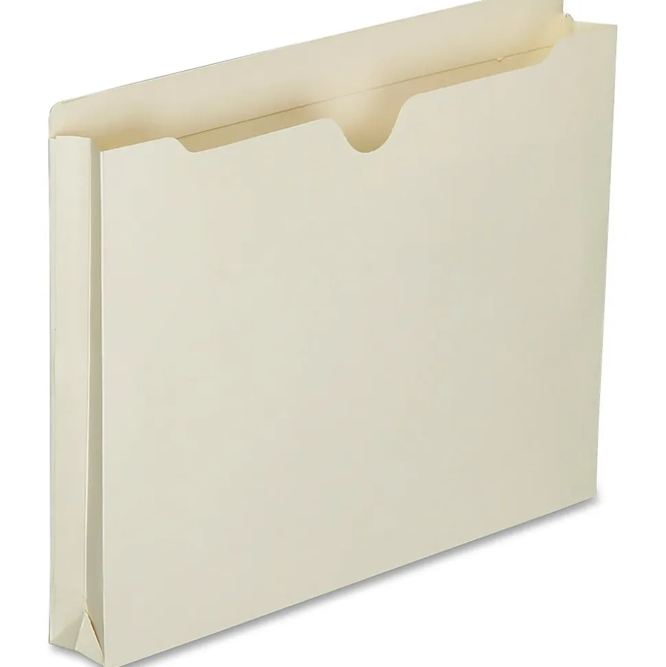 SKILCRAFT® Manila Double-Ply Tab Expanding File Jackets, 1 1/2" Expansion, Letter Size Paper, 8 1/2" x 11", 30% Recycled, Box Of 50