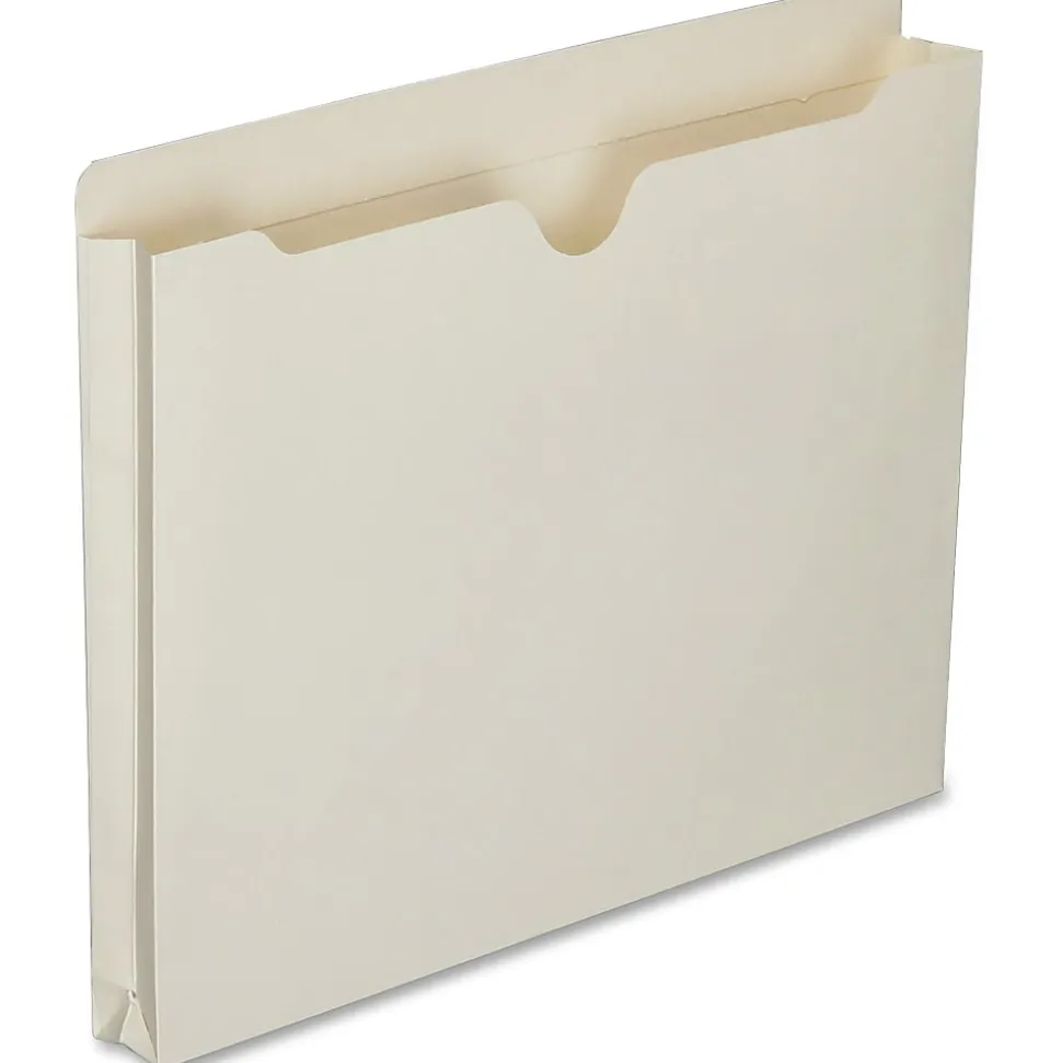 SKILCRAFT® Manila Double-Ply Tab Expanding File Jackets, 1" Expansion, Letter Size Paper, 8 1/2" x 11", 30% Recycled, Box Of 50