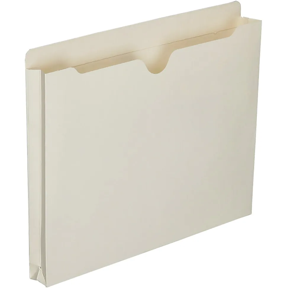 SKILCRAFT® Manila Double-Ply Tab Expanding File Jackets, 1" Expansion, Letter Size Paper, 8 1/2" x 11", 30% Recycled, Box Of 50
