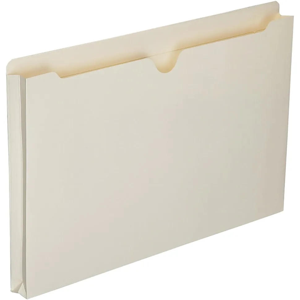 SKILCRAFT® Manila Double-Ply Tab Expanding File Jackets, 1" Expansion, Legal Size Paper, 8 1/2" x 14", 30% Recycled, Box Of 50
