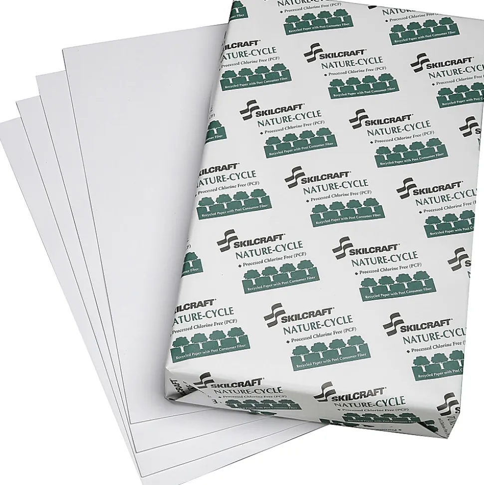 SKILCRAFT® Nature-Cycle Chlorine-Free Copy Paper, 10 Reams, White, Legal (8.5"x14"), 5000 Sheets Per Case, 14 Lb (AbilityOne 7530-01-539-9835)