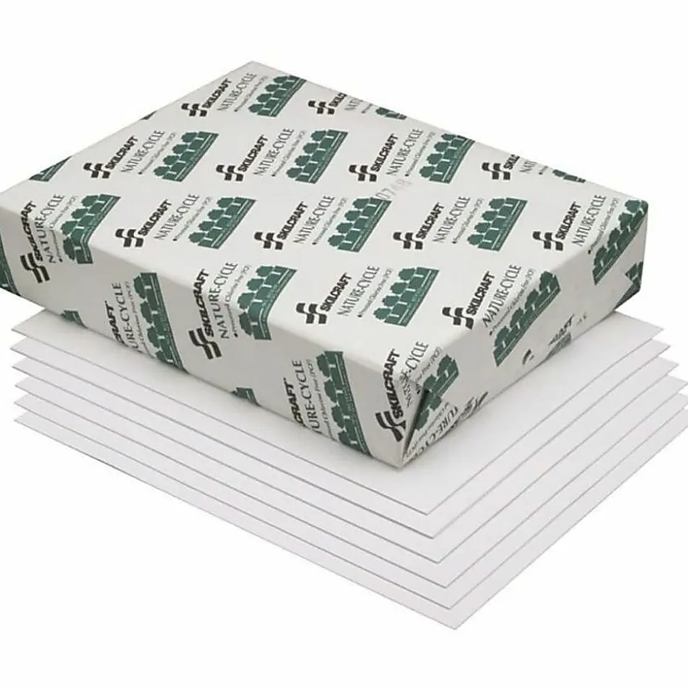 SKILCRAFT® Nature-Cycle Copy Paper, White, Letter (8.5" x 11"), 5000 Sheets Per Case, 20 Lb, 92 Brightness, 75% Recycled (AbilityOne 7530-01-539-9831)