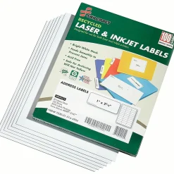 SKILCRAFT Permanent Inkjet/Laser Address Labels, NSN5144904, Rectangle, 1" x 2 5/8", White, Box Of 100 Sheets (AbilityOne 7530-01-514-4904)