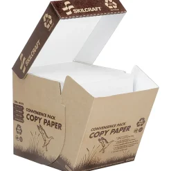 SKILCRAFT® Reamless Multi-Use Printer & Copy Paper, White, Letter (8.5" x 11"), 2500 Sheets Per Case, 20 Lb, 92 Brightness, 100% Recycled