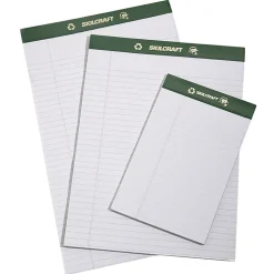 SKILCRAFT 80% Recycled Chlorine-Free Writing Pads, Junior Size, 5" x 8", 25 Sheets, Pack Of 12 (AbilityOne 7530-01-516-9629)