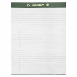 SKILCRAFT 80% Recycled Chlorine-Free Writing Pads, Letter Size, 8 1/2" x 11", 25 Sheets, Pack Of 12 (AbilityOne 7530-01-516-9627)