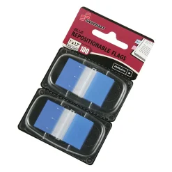 SKILCRAFT® 70% Recycled Color Self-Stick Flags, 1" x 1 3/4", Blue, 50 Flags Per Pad, Pack Of 2 (AbilityOne 7510-01-315-2021)