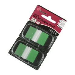 SKILCRAFTĀ® 70% Recycled Color Self-Stick Flags, 1" x 1 3/4", Green, 50 Flags Per Pad, Pack Of 2 (AbilityOne 7510-01-315-2020)