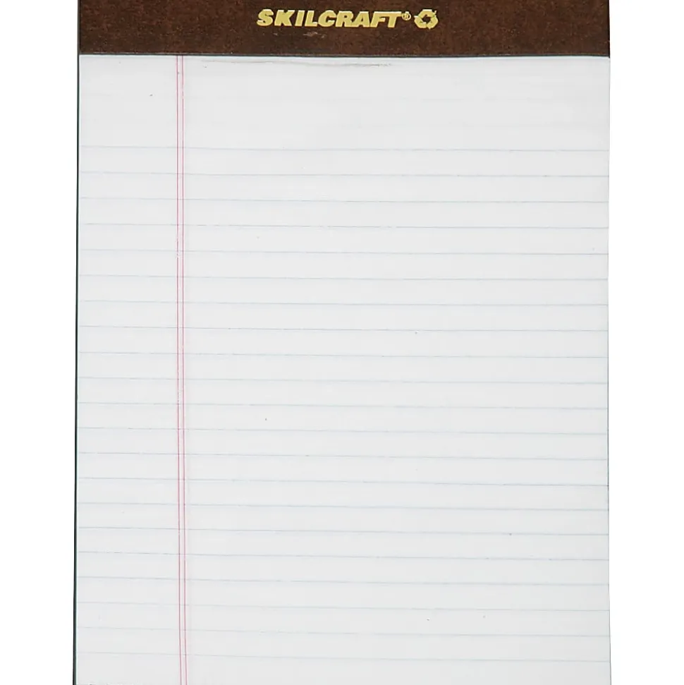 SKILCRAFT® 30% Recycled Perforated Writing Pads, 5" x 8", White, Legal Ruled, 50 Sheets, Pack Of 12 (AbilityOne 7530-01-372-3107)