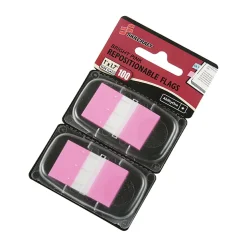 SKILCRAFTĀ® 70% Recycled Self-Stick Marker Flags,1" x 1 3/4", Bright Pink, 50 Flags Per Pad, Pack Of 2 (AbilityOne 7510-01-399-1153)